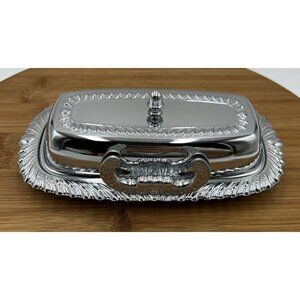 Ironware Silver Color Butter Dish with Glass Insert‎  & Oval Tray